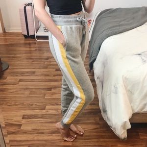 Gray Joggers with Yellow Stripe